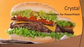  Presentation with burgers - PPT layouts featuring up of home made burger background and a  colored foreground