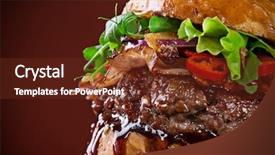  Presentation with burgers - PPT theme consisting of up of home made burger background and a  colored foreground