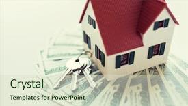  Presentation with real estate investment - Amazing PPT theme having up of home model dollar backdrop and a soft green colored foreground