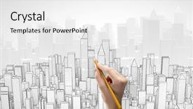  Presentation with human engineering - Theme enhanced with up of human hand drawing background and a white colored foreground