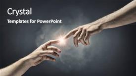  Presentation with fingers - Colorful presentation design enhanced with up of human hands touching backdrop and a dark gray colored foreground