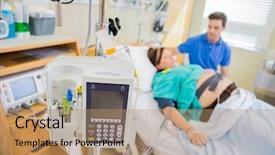  Presentation with hospital bed - Slide set with up of iv and epidural background and a coral colored foreground