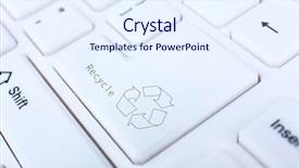  Presentation with recycle glass waste for recycling - Theme with up of keyboard recycle button background and a sky blue colored foreground