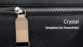  Presentation with leather bag - Beautiful PPT theme featuring up of leather bag zipper backdrop and a dark gray colored foreground