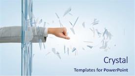  Presentation with breaking free - Amazing PPT layouts having up of male fist breaking backdrop and a sky blue colored foreground