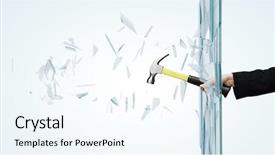  Presentation with glass - Colorful theme enhanced with up of male hand breaking backdrop and a  colored foreground