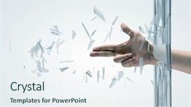  Presentation with finger - Presentation featuring up of male hand breaking background and a sky blue colored foreground