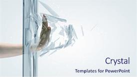  Presentation with hand palm - Presentation theme enhanced with up of male hand breaking background and a sky blue colored foreground