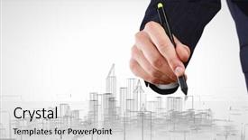  Presentation with project - Slides consisting of up of male hand drawing background and a light gray colored foreground