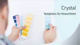  Presentation with repair - Slide set consisting of up of male with color background and a sky blue colored foreground