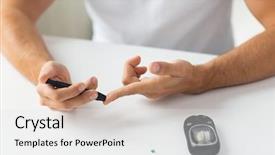  Presentation with home health care - Presentation consisting of up of man checking blood background and a white colored foreground