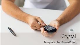  Presentation with home health care - Presentation design consisting of up of man checking blood background and a mint green colored foreground