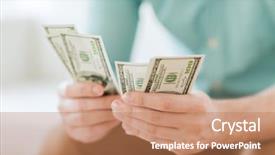  Presentation with economy - Slides enhanced with up of man counting money background and a coral colored foreground