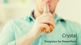  Presentation with people - Slide deck featuring up of man drinking beer background and a mint green colored foreground