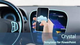  Presentation with cloud technology - PPT theme with up of man driving car background and a ocean colored foreground