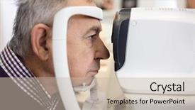  Presentation with eye doctor - Colorful PPT theme enhanced with up of man in year backdrop and a soft green colored foreground