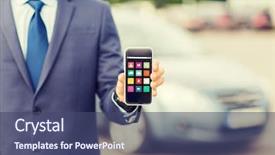  Presentation with car parking - Slides with up of man showing menu background and a ocean colored foreground