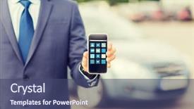  Presentation with car business - Colorful theme enhanced with up of man showing menu backdrop and a ocean colored foreground