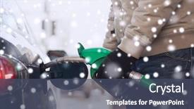  Presentation with fuel - Theme having up of man with fuel background and a ocean colored foreground