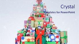  Presentation with christmas presents - PPT theme consisting of up of many stacked presents background and a sky blue colored foreground