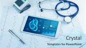  Presentation with medical concept - Colorful slide set enhanced with up of modern medical diagnostic backdrop and a light blue colored foreground