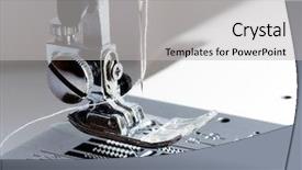  Presentation with sewing machine - Beautiful slide deck featuring up of modern sewing machine backdrop and a light gray colored foreground