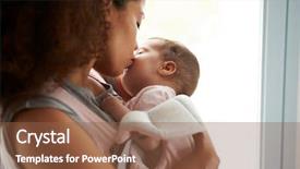  Presentation with mother baby - Theme having up of mother cuddling baby background and a tawny brown colored foreground