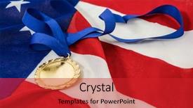  Presentation with gold medal ceremony - Audience pleasing slides consisting of up of olympic gold medals backdrop and a red colored foreground