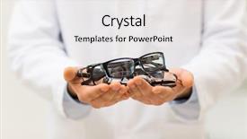  Presentation with glasses - Beautiful slides featuring up of optician with glasses backdrop and a white colored foreground