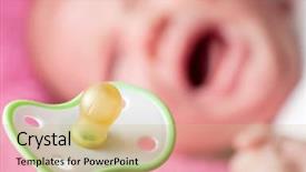  Presentation with baby crying - Slide deck with up of pacifier with crying background and a  colored foreground