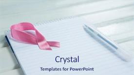  Presentation with pink ribbon breast awareness - Audience pleasing PPT theme consisting of up of pink breast cancer backdrop and a sky blue colored foreground