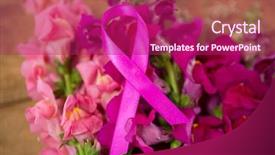 Presentation with pink ribbon breast awareness - PPT theme having up of pink breast cancer background and a violet colored foreground