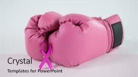  Presentation with boxing - PPT theme enhanced with up of pink breast cancer background and a coral colored foreground