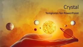  Presentation with solar system - Presentation theme featuring up of planet sun system background and a gold colored foreground