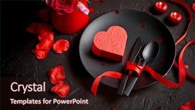  Presentation with table setting - Presentation design consisting of up of plate with cutlery background and a wine colored foreground