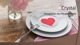  Presentation with table setting - Audience pleasing slide deck consisting of up of plates with cutlery backdrop and a light gray colored foreground