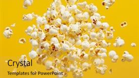  Presentation with popcorn - Beautiful PPT theme featuring up of popcorn against yellow backdrop and a yellow colored foreground