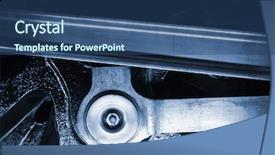  Presentation with blue eyes technology close up - Cool new presentation theme with up of railway engine wheel backdrop and a  colored foreground