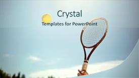  Presentation with tennis ball in the corner - Cool new PPT theme with up of receiving tennis ball backdrop and a sky blue colored foreground