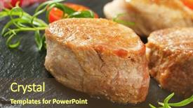  Presentation with porc chalk board - Presentation theme featuring up of roasted pork medallion background and a tawny brown colored foreground