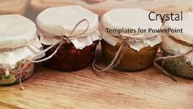  Presentation with paper line - Presentation design with up of salads in jars background and a soft green colored foreground