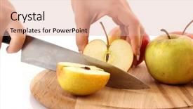  Presentation with green chemistry close up - PPT layouts enhanced with up of sliced green apple background and a  colored foreground