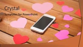  Presentation with loving hearts love heart candy - Presentation theme featuring up of smartphone and heart background and a coral colored foreground