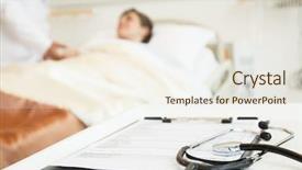  Presentation with medical training in patient care - Audience pleasing presentation design consisting of up of stethoscope and medical backdrop and a sky blue colored foreground