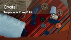  Presentation with close up of cinnamon roll - Theme featuring up of textile thread rolls background and a tawny brown colored foreground