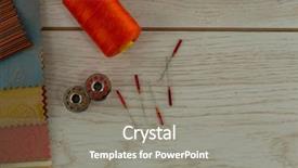  Presentation with thread - Slides with up of textile thread rolls background and a gray colored foreground