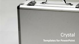  Presentation with case - Beautiful PPT theme featuring up of the brief case backdrop and a gray colored foreground