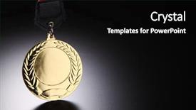  Presentation with medal - Colorful PPT theme enhanced with up of the golden medal backdrop and a  colored foreground