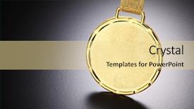  Presentation with medal - Cool new PPT theme with up of the golden medal backdrop and a  colored foreground