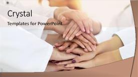  Presentation with unity - Slide deck with up of the medical team background and a coral colored foreground